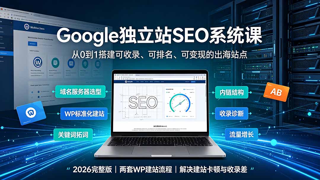 Google独立站SEO-7月系统课：出海基建×WordPress建站×AI内容生产×站内外优化×Search Console×AdSense变现-创业网 - 最新网络创业项目与实战营销教程平台 | cye.cc