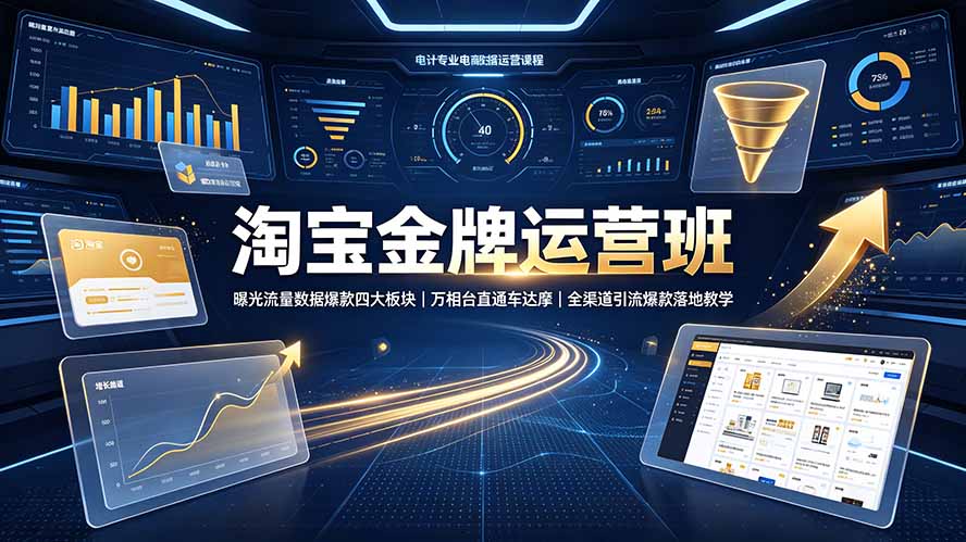 淘宝金牌运营班-7月：曝光流量数据爆款四大板块｜万相台直通车达摩｜全渠道引流爆款落地教学-创业网 - 最新网络创业项目与实战营销教程平台 | cye.cc