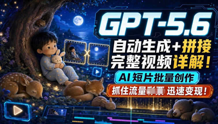 GPT-5.6自动生成＋拼接完整视频详解，AI短片批量创作，抓住流量迅速变现！-创业网 - 最新网络创业项目与实战营销教程平台 | cye.cc