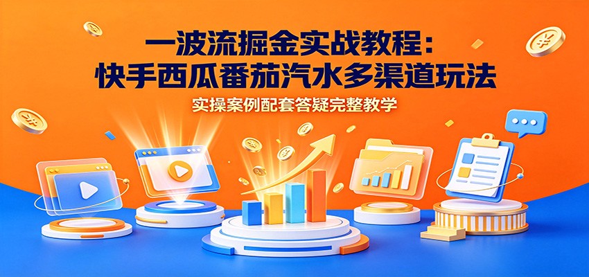 一波流掘金实战教程：快手西瓜番茄汽水多渠道玩法，实操案例配套答疑完整教学-创业网 - 最新网络创业项目与实战营销教程平台 | cye.cc