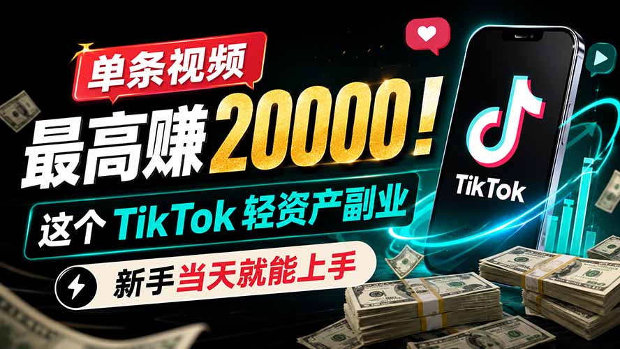 单条视频最高赚 20000！这个 TikTok 轻资产副业，新手当天就能上手-创业网 - 最新网络创业项目与实战营销教程平台 | cye.cc