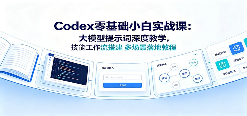 Codex零基础小白实战课：大模型提示词深度教学，技能工作流搭建多场景落地教程-创业网 - 最新网络创业项目与实战营销教程平台 | cye.cc