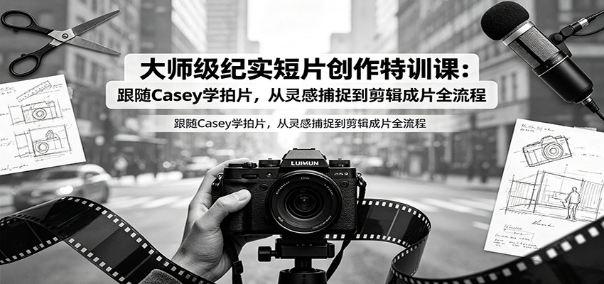 大师级纪实短片创作特训课：跟随Casey学拍片，从灵感捕捉到剪辑成片全流程-创业网 - 最新网络创业项目与实战营销教程平台 | cye.cc