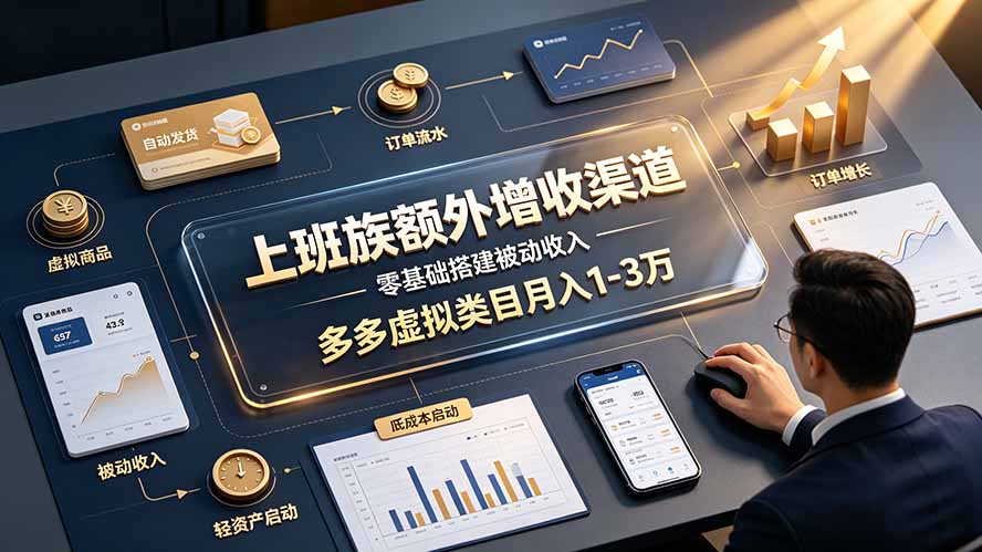 上班族额外增收渠道，零基础搭建被动收入，多多虚拟类目月入 1-3 万-创业网 - 最新网络创业项目与实战营销教程平台 | cye.cc