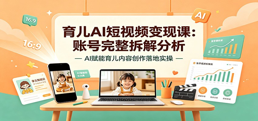 育儿AI短视频变现课：账号完整拆解分析，AI赋能育儿内容创作落地实操-创业网 - 最新网络创业项目与实战营销教程平台 | cye.cc