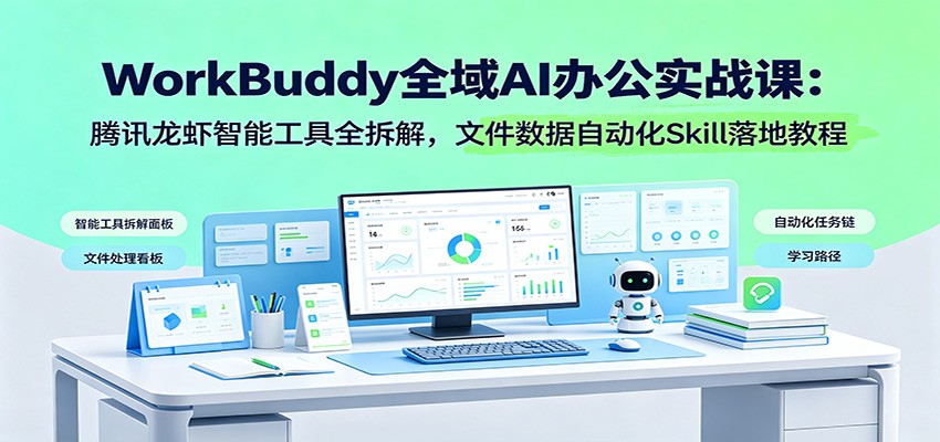 WorkBuddy全域AI办公实战课：腾讯龙虾智能工具全拆解，文件数据自动化Skill落地教程-创业网 - 最新网络创业项目与实战营销教程平台 | cye.cc