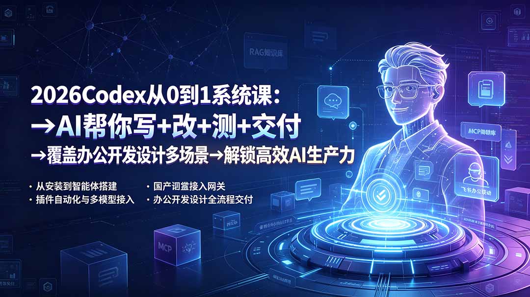 2026Codex从0到1系统课：→AI帮你写+改+测+交付→覆盖办公开发设计多场景→解锁高效AI生产力-创业网 - 最新网络创业项目与实战营销教程平台 | cye.cc