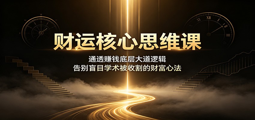 财运核心思维课：通透赚钱底层大道逻辑，告别盲目学术被收割的财富心法-创业网 - 最新网络创业项目与实战营销教程平台 | cye.cc