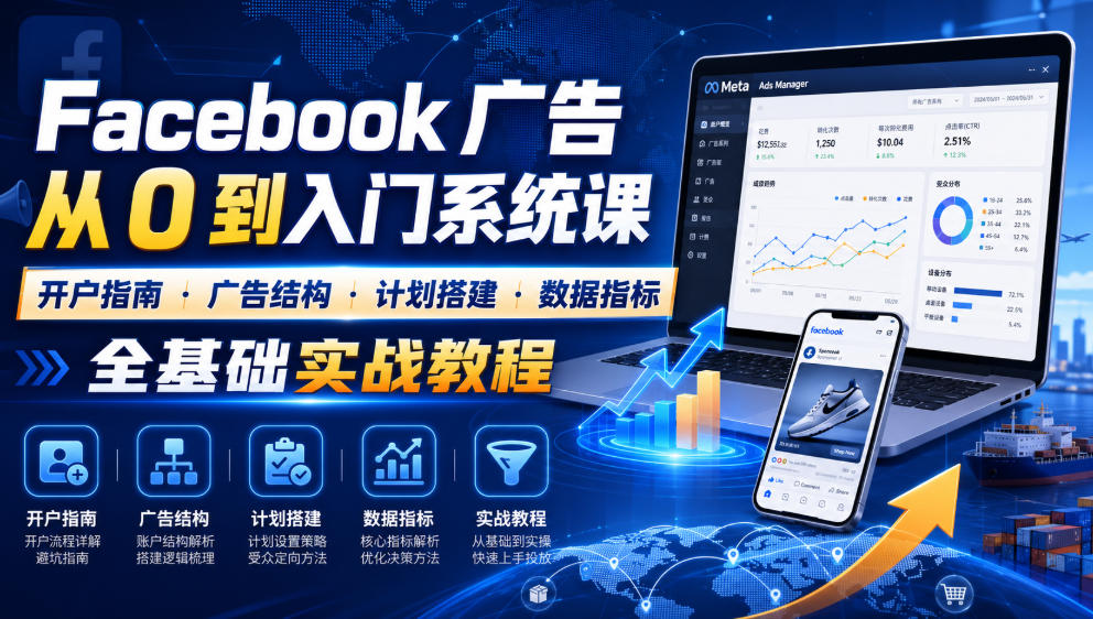 Facebook广告新手从0到入门系统课｜开户指南・广告结构・计划搭建・数据指标全基础实战教程-创业网 - 最新网络创业项目与实战营销教程平台 | cye.cc