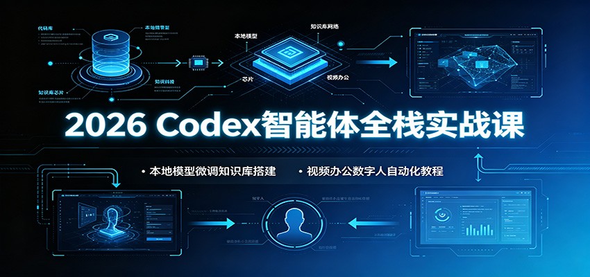 2026 Codex智能体全栈实战课：本地模型微调知识库搭建，视频办公数字人自动化教程-创业网 - 最新网络创业项目与实战营销教程平台 | cye.cc
