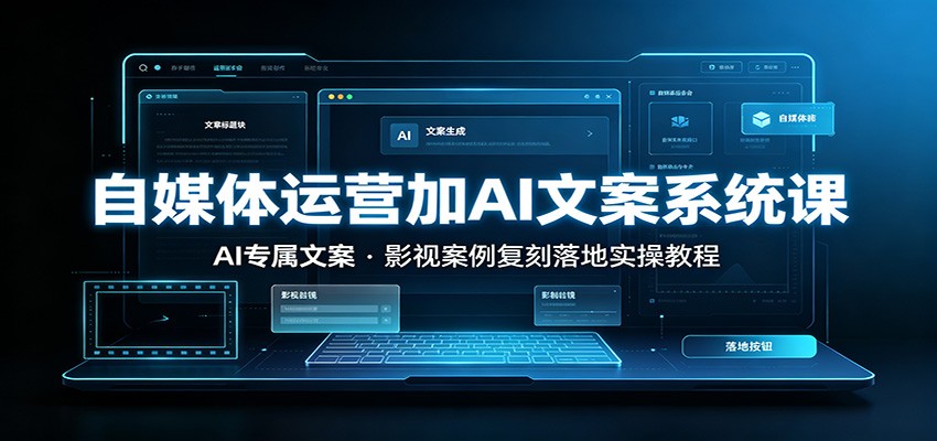自媒体运营加AI文案系统课：：AI专属文案，影视案例复刻落地实操教程-创业网 - 最新网络创业项目与实战营销教程平台 | cye.cc