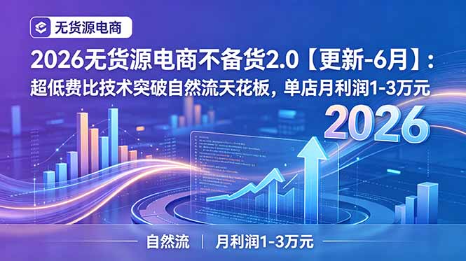 2026无货源电商不备货2.0【更新-7月】：超低费比技术突破自然流天花板，单店月利润1-3万元-创业网 - 最新网络创业项目与实战营销教程平台 | cye.cc
