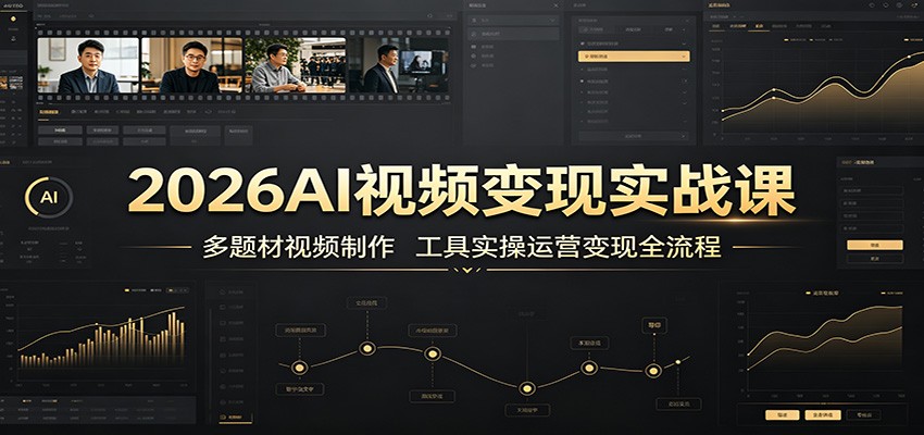 2026AI视频变现实战课：多题材视频制作，工具实操运营变现全流程-创业网 - 最新网络创业项目与实战营销教程平台 | cye.cc