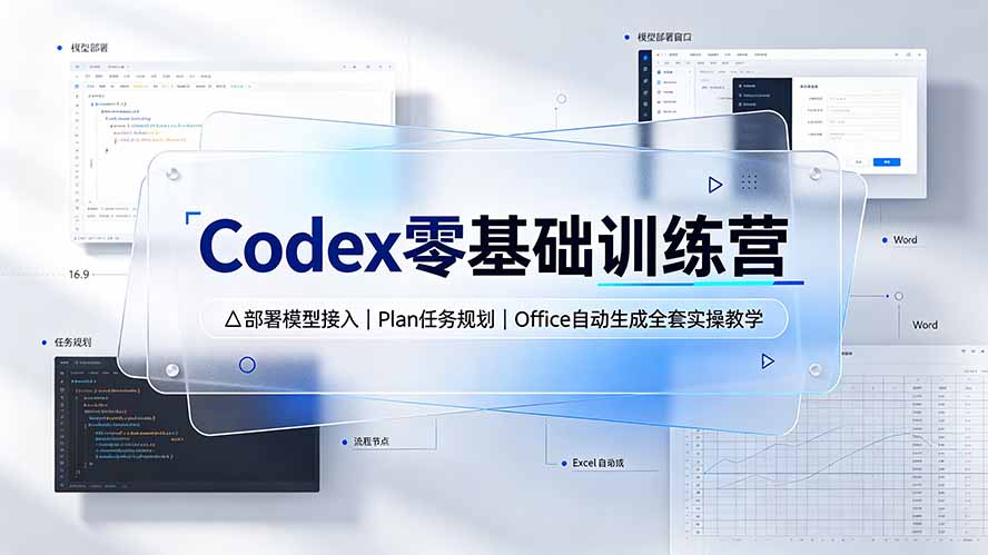 Codex零基础训练营：部署模型接入｜Plan任务规划｜Office自动生成全套实操教学-创业网 - 最新网络创业项目与实战营销教程平台 | cye.cc