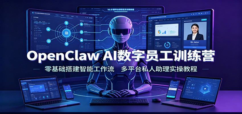 OpenClaw AI数字员工训练营：零基础搭建智能工作流，多平台私人助理实操教程-创业网 - 最新网络创业项目与实战营销教程平台 | cye.cc