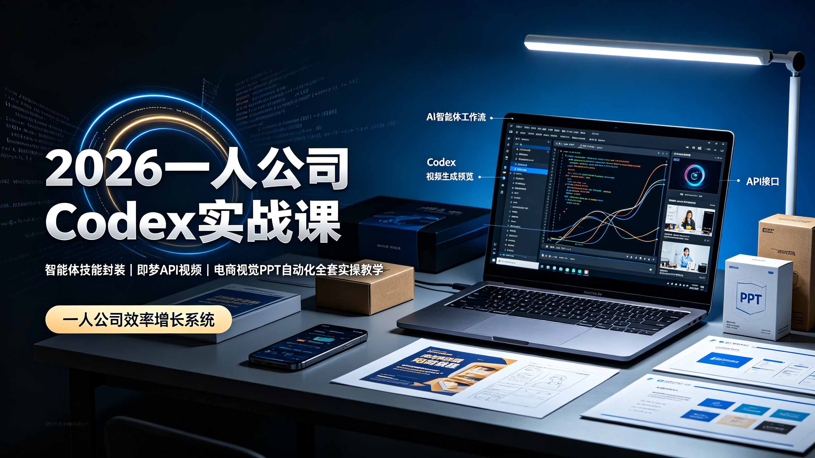 2026一人公司Codex实战课◆智能体技能封装｜即梦API视频｜电商视觉PPT自动化全套实操教学-创业网 - 最新网络创业项目与实战营销教程平台 | cye.cc