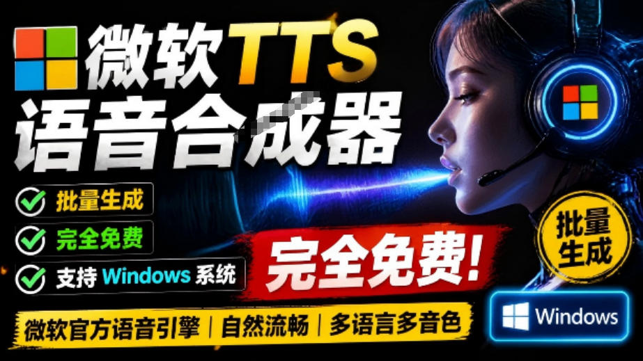 微软TTS免费语音配音生成器，完全免费，支持多语音、多音色选择，Windows系统专用TTS语音合成器-创业网 - 最新网络创业项目与实战营销教程平台 | cye.cc
