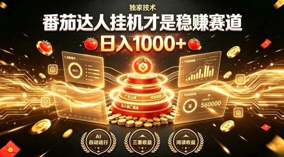 别再瞎找副业！番茄达人挂G才是稳賺赛道，日入1000+，全程傻瓜式操作，可矩阵放大【揭秘】-创业网 - 最新网络创业项目与实战营销教程平台 | cye.cc
