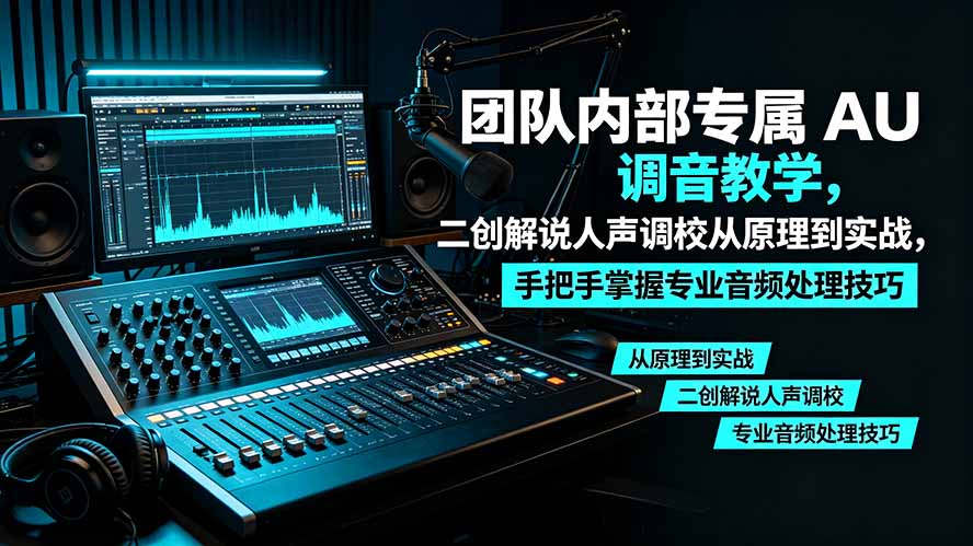 某大佬团队内部专属 AU 调音教学，二创解说人声调校从原理到实战，手把手掌握专业音频处理技巧-创业网 - 最新网络创业项目与实战营销教程平台 | cye.cc