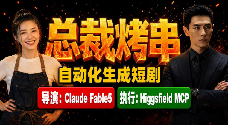 Claude Fable5担任导演+Higgsfield MCP落地执行｜《总裁烤串》真人质感短剧全自动AI生成全流程教学-创业网 - 最新网络创业项目与实战营销教程平台 | cye.cc