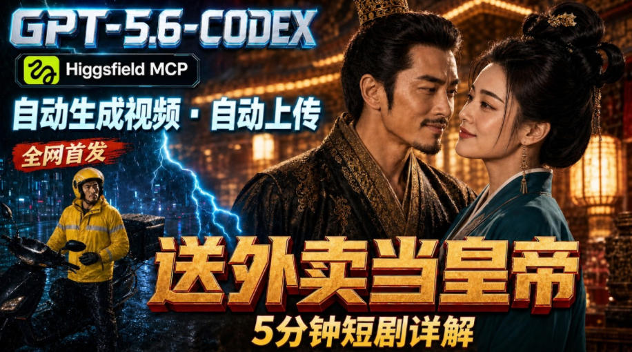 GPT-5.6 Codex+Higgsfield MCP：一条指令生成5分钟短剧并自动上传YouTube(油管)-创业网 - 最新网络创业项目与实战营销教程平台 | cye.cc