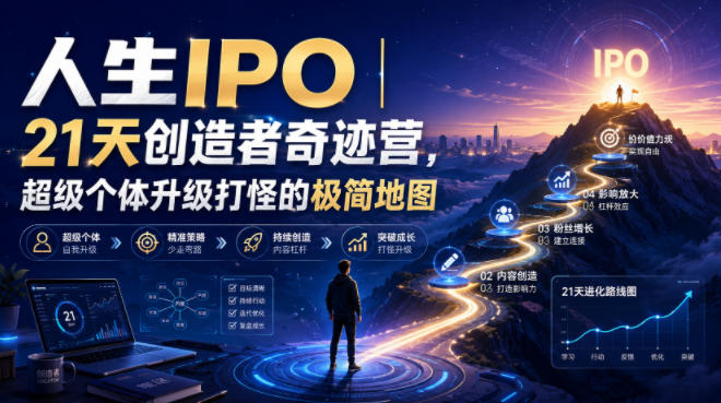 人生IPO︱21天创造者奇迹营，​超级个体升级打怪的极简地图-创业网 - 最新网络创业项目与实战营销教程平台 | cye.cc