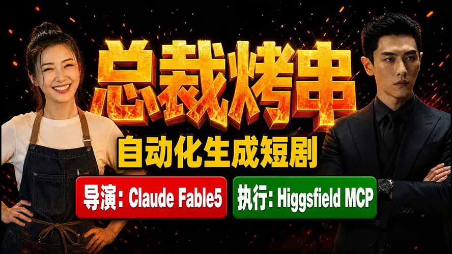 《总裁烤串》真人短剧全自动诞生！Claude Fable5 当导演，Higgsfield MCP 执行！-创业网 - 最新网络创业项目与实战营销教程平台 | cye.cc