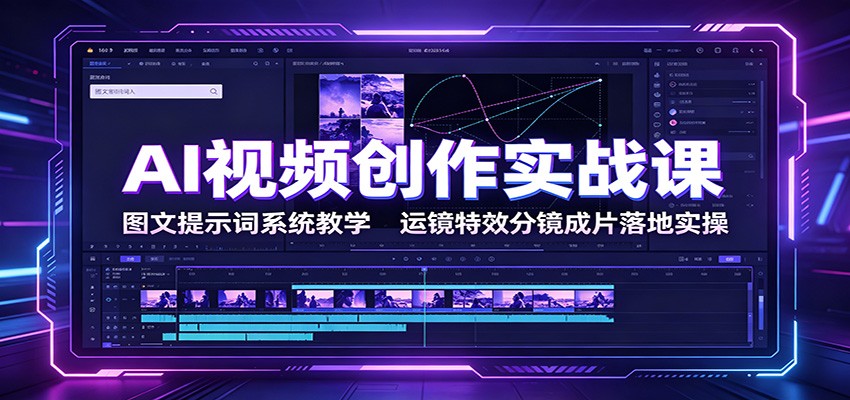 AI视频创作实战课：图文提示词系统教学，运镜特效分镜成片落地实操-创业网 - 最新网络创业项目与实战营销教程平台 | cye.cc