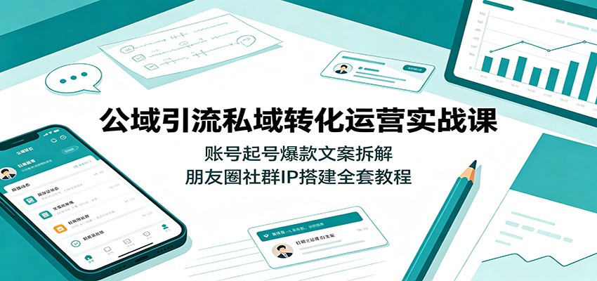 公域引流私域转化运营实战课：账号起号爆款文案拆解，朋友圈社群IP搭建全套教程-创业网 - 最新网络创业项目与实战营销教程平台 | cye.cc