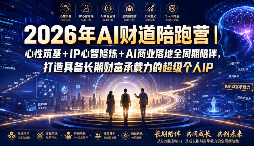 2026年AI财道陪跑营｜心性筑基+IP心智修炼+AI商业落地全周期陪伴，打造具备长期财富承载力的超级个人IP-创业网 - 最新网络创业项目与实战营销教程平台 | cye.cc