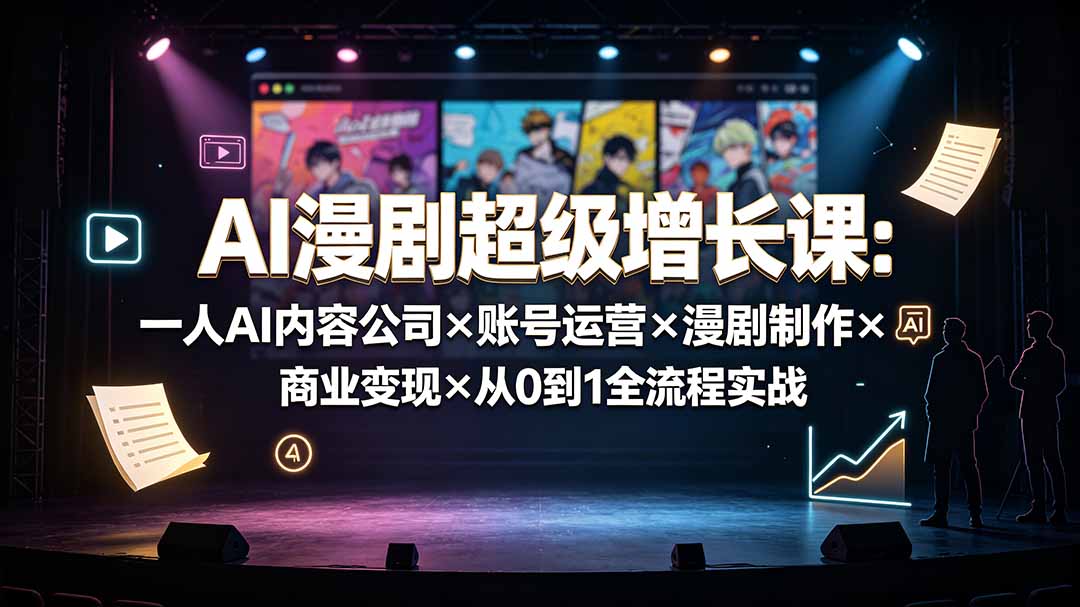 AI漫剧超级增长课：一人AI内容公司×账号运营×漫剧制作×商业变现×从0到1全流程实战-创业网 - 最新网络创业项目与实战营销教程平台 | cye.cc
