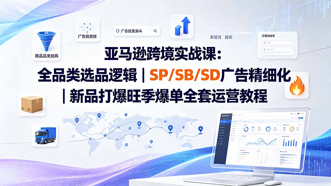 亚马逊跨境实战课-更新：全品类选品逻辑｜SP/SB/SD广告精细化｜新品打爆旺季爆单全套运营教程-创业网 - 最新网络创业项目与实战营销教程平台 | cye.cc