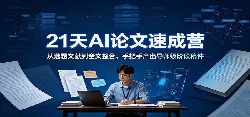 21天AI论文速成营：从选题文献到全文整合，手把手产出导师级阶段稿件-创业网 - 最新网络创业项目与实战营销教程平台 | cye.cc
