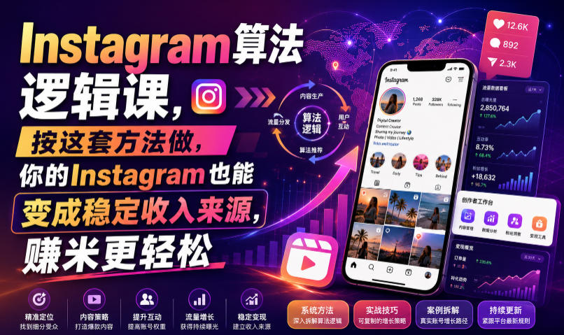 Instagram算法逻辑课，按这套方法做，你的Instagram也能变成稳定收入来源，賺米更轻松【原创双语字幕】-创业网 - 最新网络创业项目与实战营销教程平台 | cye.cc
