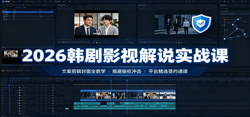 2026韩剧影视解说实战课：文案剪辑封面全教学，规避版权冲击平台精选签约通道-创业网 - 最新网络创业项目与实战营销教程平台 | cye.cc