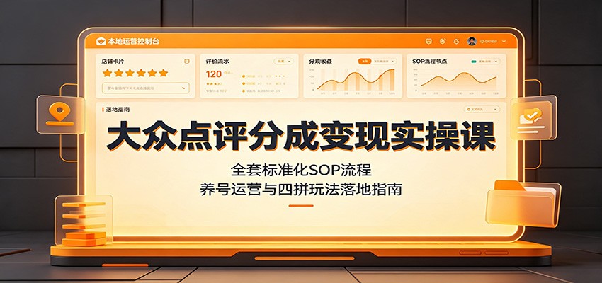 大众点评分成变现实操课：全套标准化SOP流程，养号运营与四拼玩法落地指南-创业网 - 最新网络创业项目与实战营销教程平台 | cye.cc