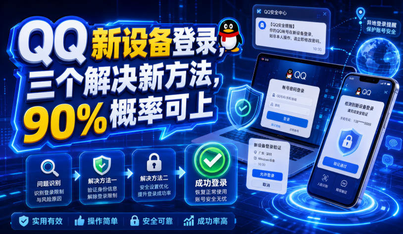 QQ新设备登录，三个解决新方法，90%概率可上-创业网 - 最新网络创业项目与实战营销教程平台 | cye.cc