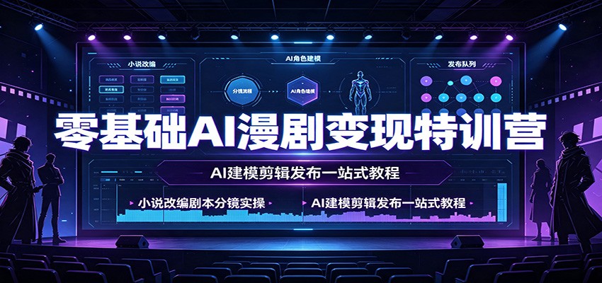 零基础AI漫剧变现特训营：小说改编剧本分镜实操，AI建模剪辑发布一站式教程-创业网 - 最新网络创业项目与实战营销教程平台 | cye.cc
