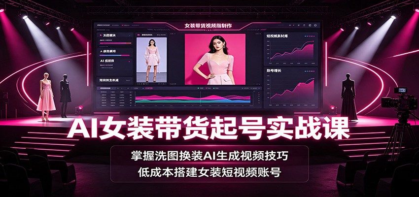 AI女装带货起号实战课：掌握洗图换装AI生成视频技巧，低成本搭建女装短视频账号-创业网 - 最新网络创业项目与实战营销教程平台 | cye.cc