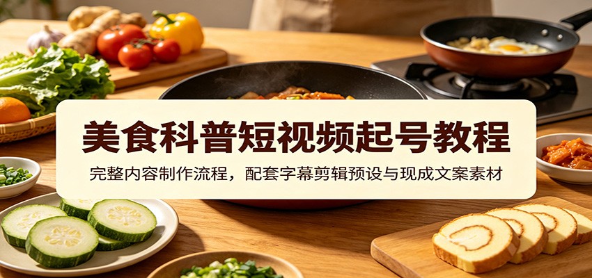 美食科普短视频起号教程：完整内容制作流程，配套字幕剪辑预设与现成文案素材-创业网 - 最新网络创业项目与实战营销教程平台 | cye.cc