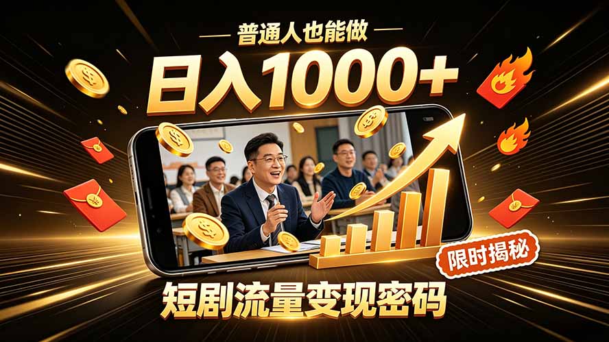 一部手机做短剧分发，不用真人出镜、不用拍摄剧本，快手流量变现日赚千元-创业网 - 最新网络创业项目与实战营销教程平台 | cye.cc