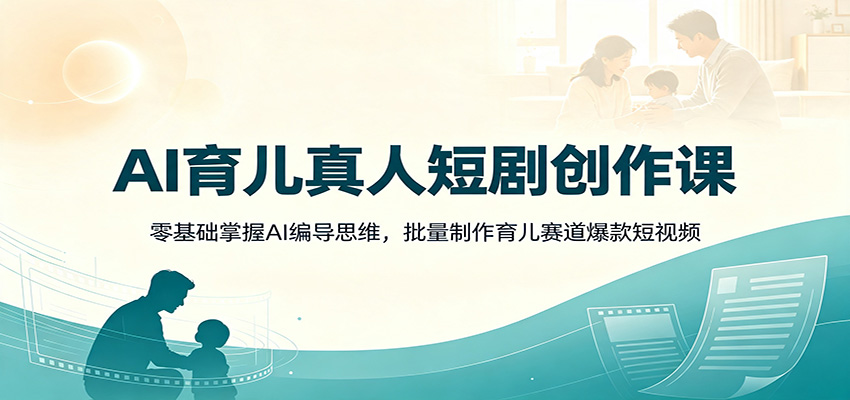 AI育儿真人短剧创作课：零基础掌握AI编导思维，批量制作育儿赛道爆款短视频-创业网 - 最新网络创业项目与实战营销教程平台 | cye.cc