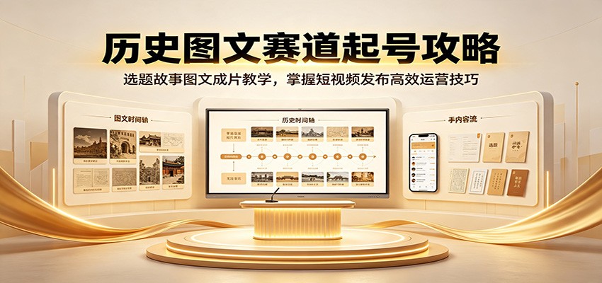 历史图文赛道起号攻略：选题故事图文成片教学，掌握短视频发布高效运营技巧-创业网 - 最新网络创业项目与实战营销教程平台 | cye.cc