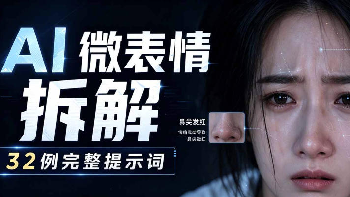 AI微表情拆解提示词合集，精准调控AI角色表情，可直接复用，0基础也能调出影视级表情变化-创业网 - 最新网络创业项目与实战营销教程平台 | cye.cc