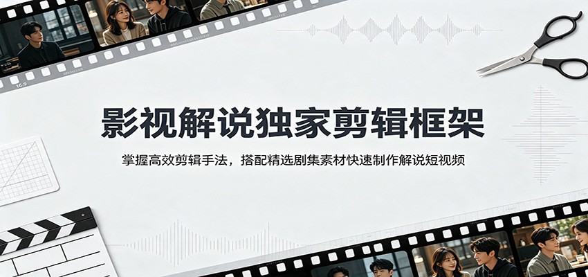 影视解说独家剪辑框架：掌握高效剪辑手法，搭配精选剧集素材快速制作解说短视频-创业网 - 最新网络创业项目与实战营销教程平台 | cye.cc
