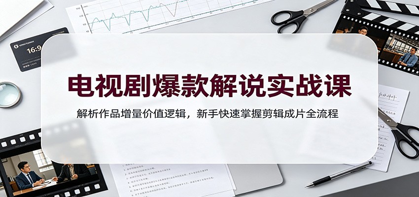 电视剧爆款解说实战课：解析作品增量价值逻辑，新手快速掌握剪辑成片全流程-创业网 - 最新网络创业项目与实战营销教程平台 | cye.cc