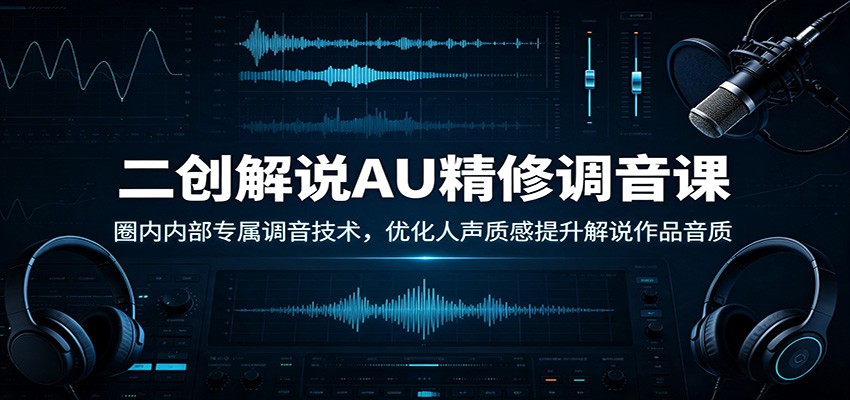 二创解说AU精修调音课：圈内内部专属调音技术，优化人声质感提升解说作品音质-创业网 - 最新网络创业项目与实战营销教程平台 | cye.cc