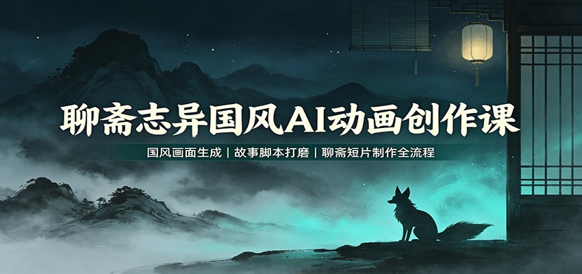 聊斋志异国风AI动画创作课：国风画面生成，故事脚本打磨，聊斋短片制作全流程-创业网 - 最新网络创业项目与实战营销教程平台 | cye.cc