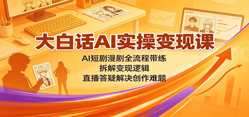 大白话AI实操变现课：AI短剧漫剧全流程带练，拆解变现逻辑，直播答疑解决创作难题-创业网 - 最新网络创业项目与实战营销教程平台 | cye.cc