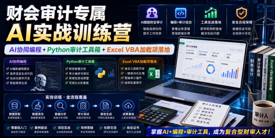 财会审计专属AI实战训练营｜AI协同编程+Python审计工具箱+Excel VBA加载项落地(更新0816)-创业网 - 最新网络创业项目与实战营销教程平台 | cye.cc
